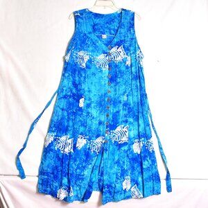 Island Stuff Women's Blue Fish Dress Size 2X Button Front